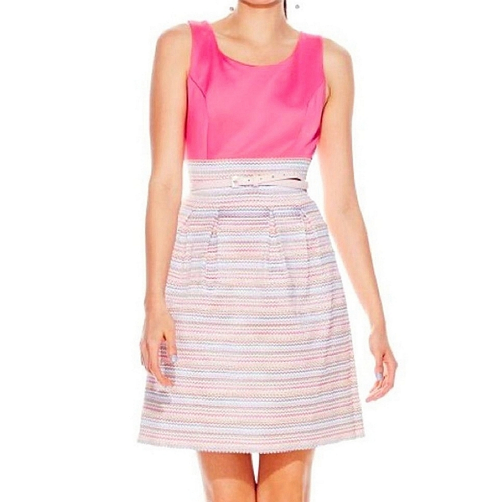 NWT NY&Company Havana Pink Striped Bandage Cocktail Dress Size Large - Picture 14 of 14